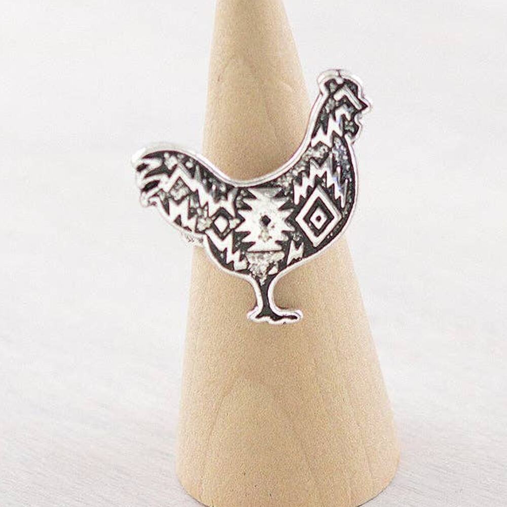 Aztec Rooster Cuff Ring | Silver